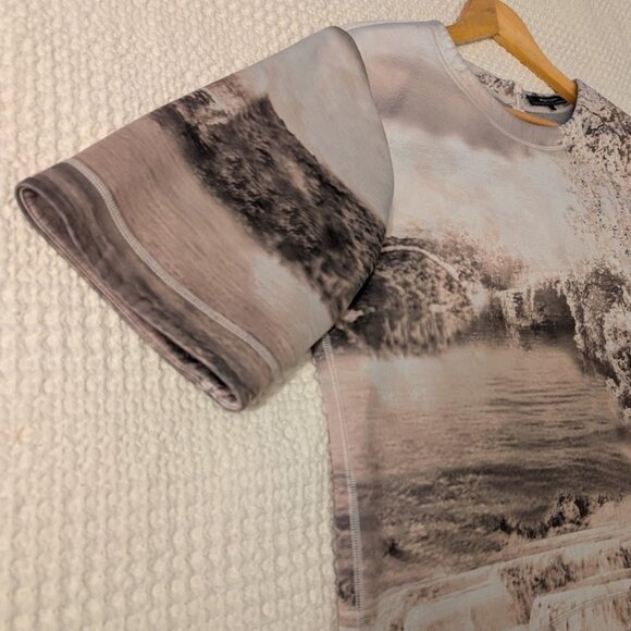 BCBGMAXAZRIA Oversized Printed Sweatshirt Top Structured Fabric Oversized Fit - Picture 10 of 11